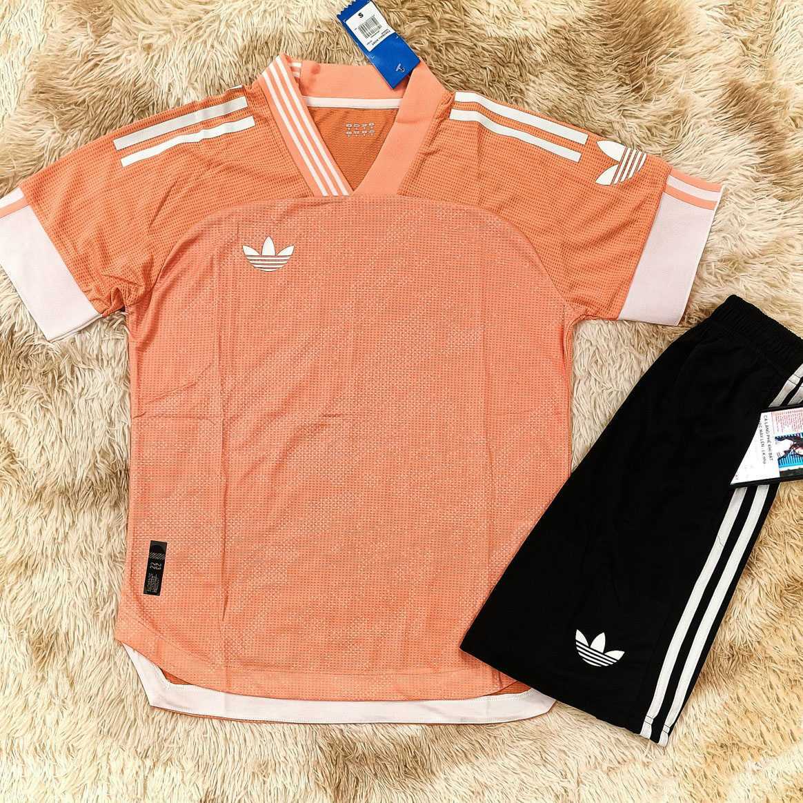 Bộ quần áo thể thao thời trang không logo adidas 3 ba lá nhiều màu cam