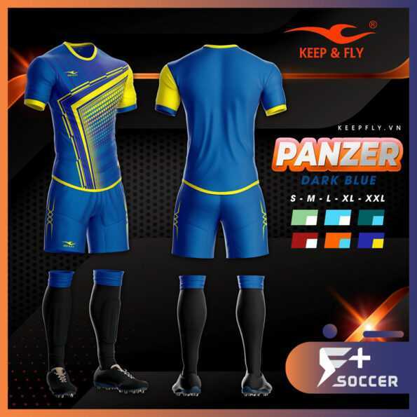 Bộ quần áo bóng đá tự chọn chính hãng keep fly mẫu panzer xanh lam chàm đậm drak blue