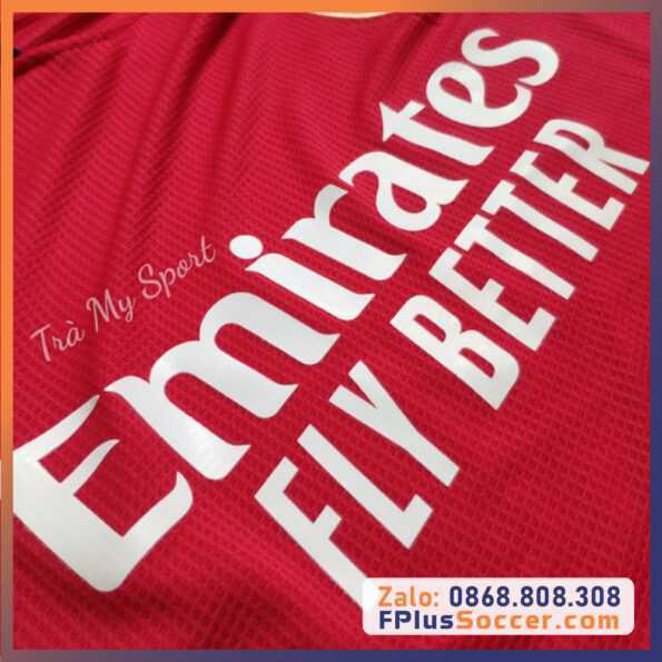 Bộ quần áo đấu áo bóng đá banh clb arsenal emirates fly better màu đỏ mới nhất logo thêu 4