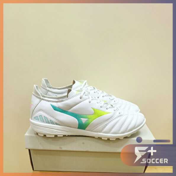 Giày đá bóng sân cỏ nhân tạo Mizuno Morelia Neo III Pro AS hàng không chính hãng màu trắng xanh 1