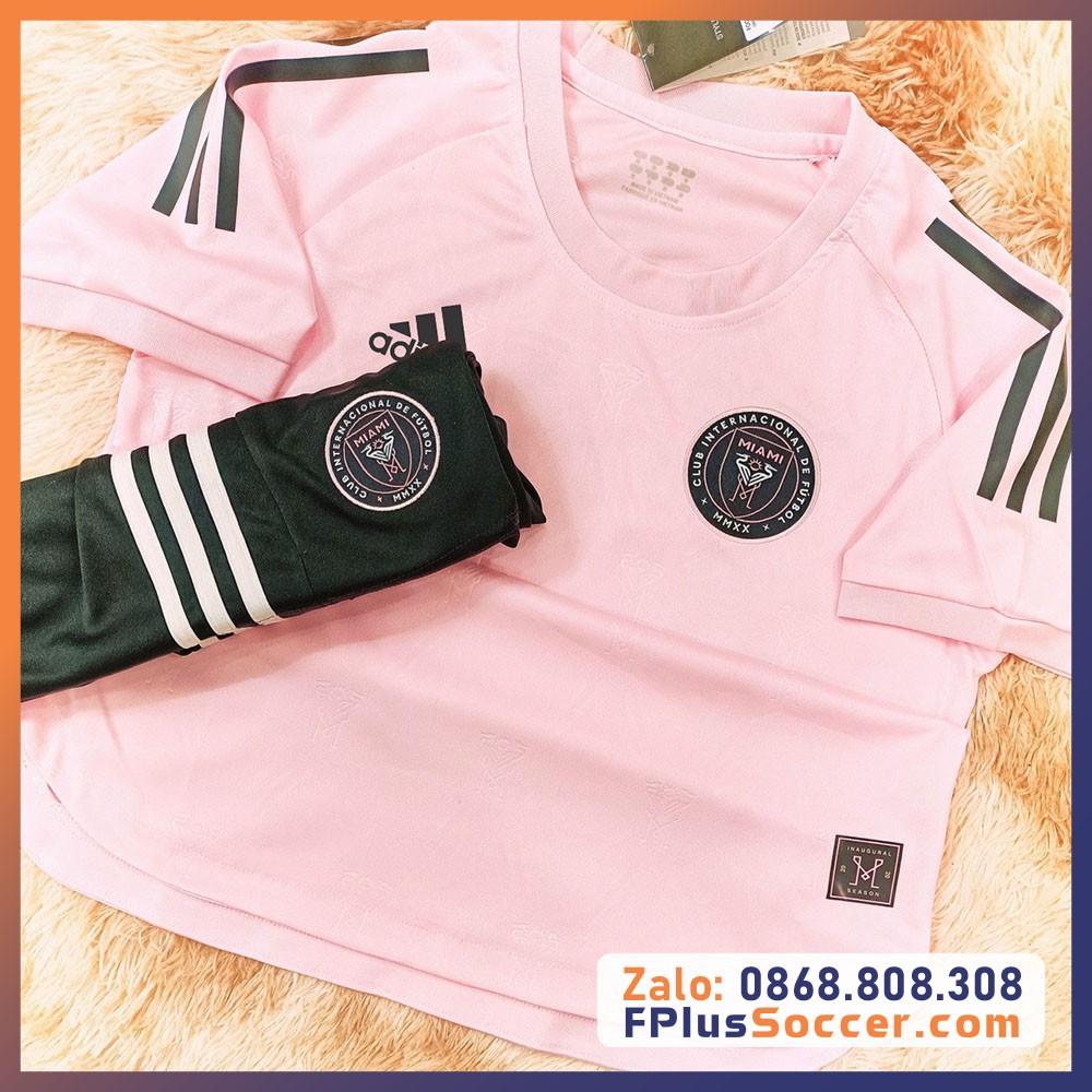 Bộ quần áo bóng đá clb câu lạc bộ miami vải mè thái màu hồng trắng quần đen web 2