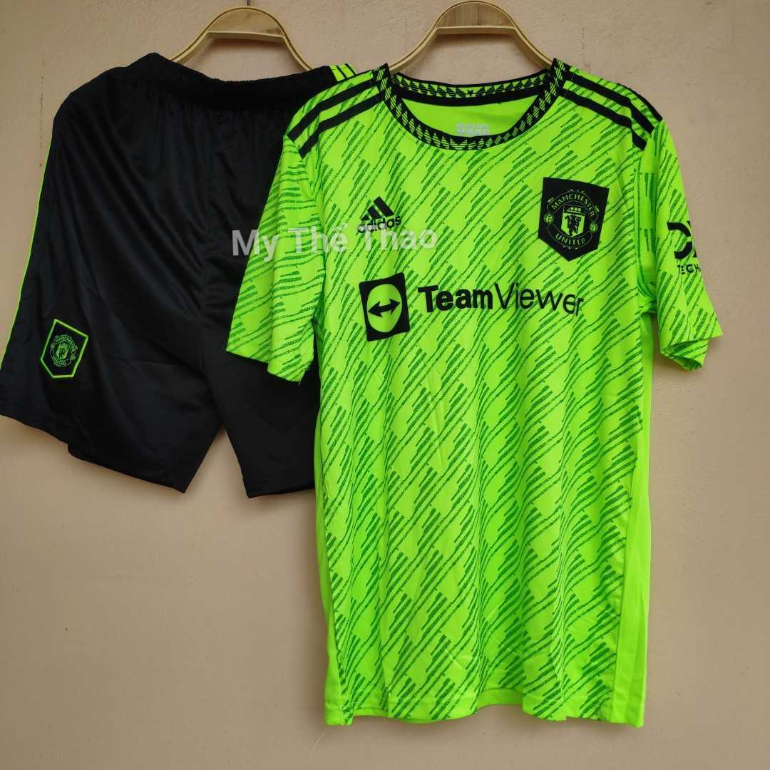 Bộ quần áo mu manchester united 2023 third kit mẫu thứ 3 màu xanh green lá nõn chuối thun & gai thái cao cấp 1