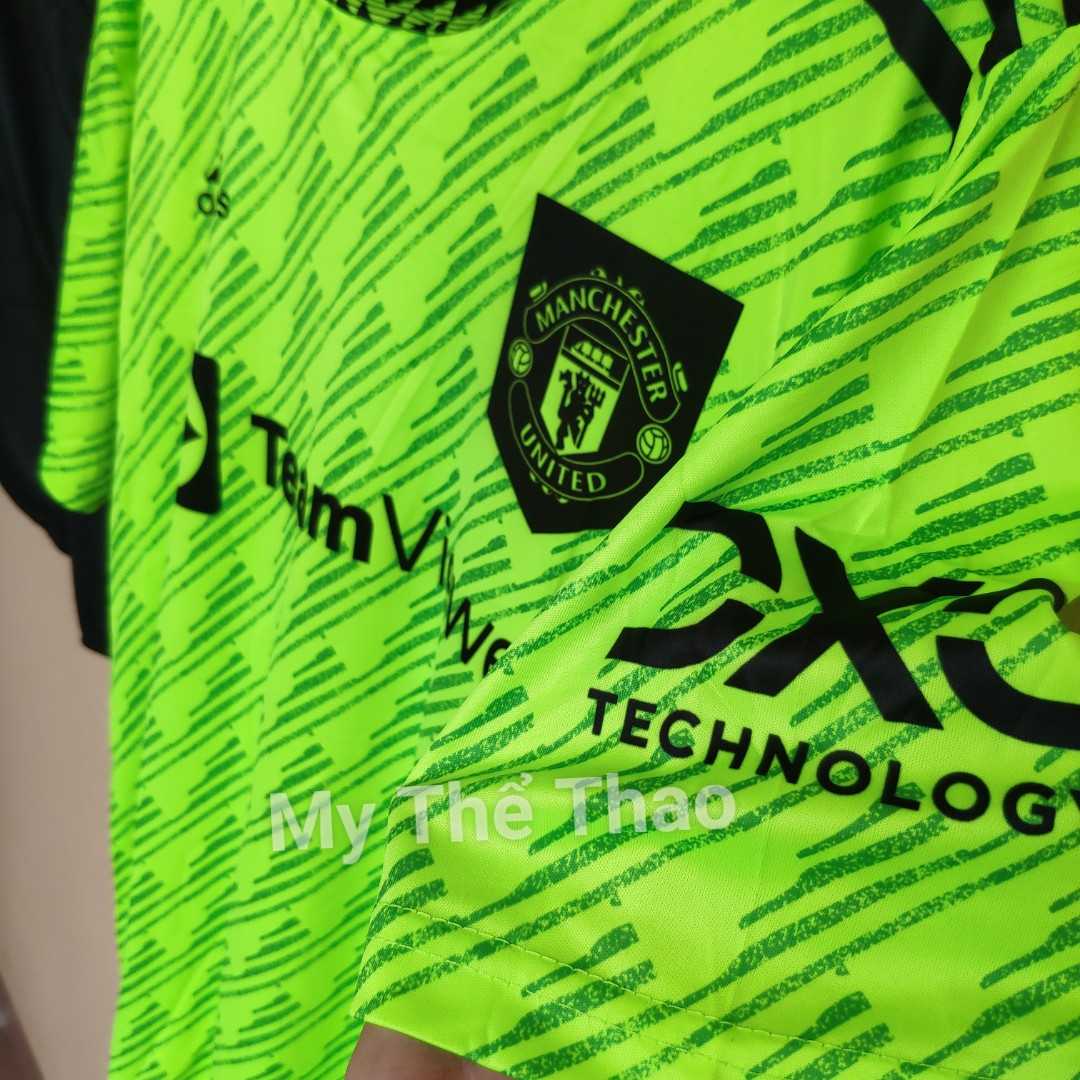 Bộ quần áo mu manchester united 2023 third kit mẫu thứ 3 màu xanh green lá vàng xanh nõn chuốibgai thái cao cấp 1