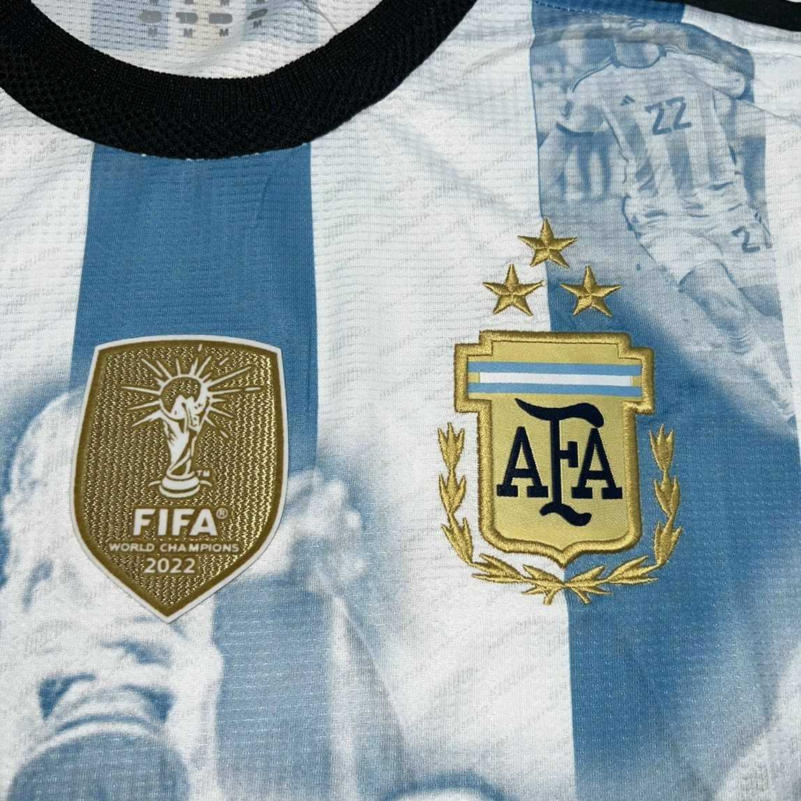 Bộ quần áo đá banh đội tuyển bóng đá Argentina 3 sao bản kỷ niệm in hình cầu thủ vô địch world cup 2022 1