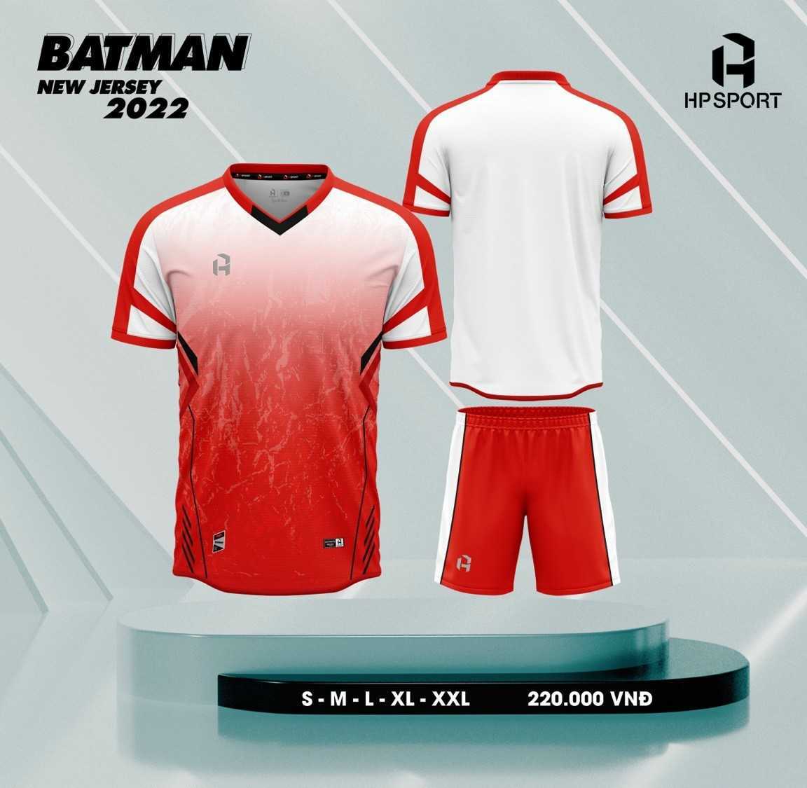Bộ quần áo bóng đá không logo HP Sport Batman nhiều màu đỏ