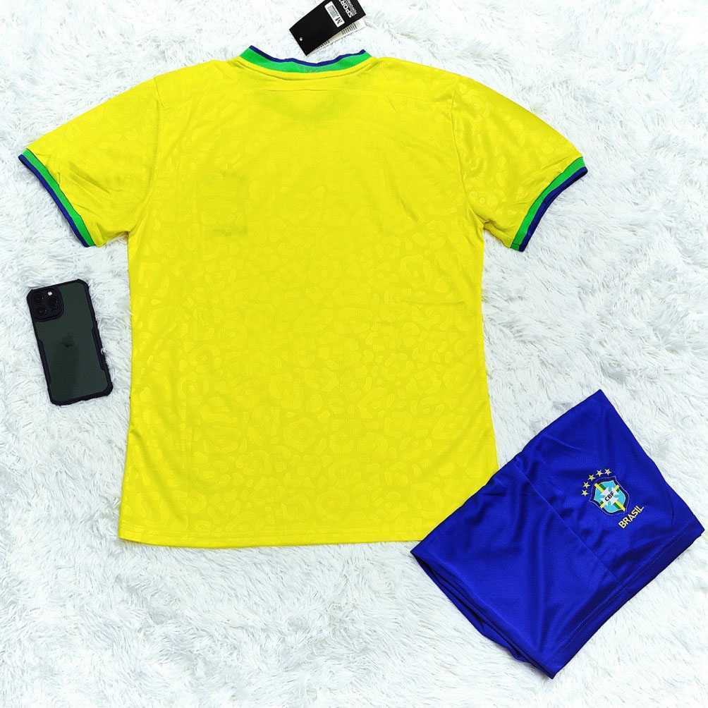 Bộ quần áo đá banh đội tuyển bóng đá brazil world cup 2022 vải thái mới nhất mùa 22 23 vàng xanh 2
