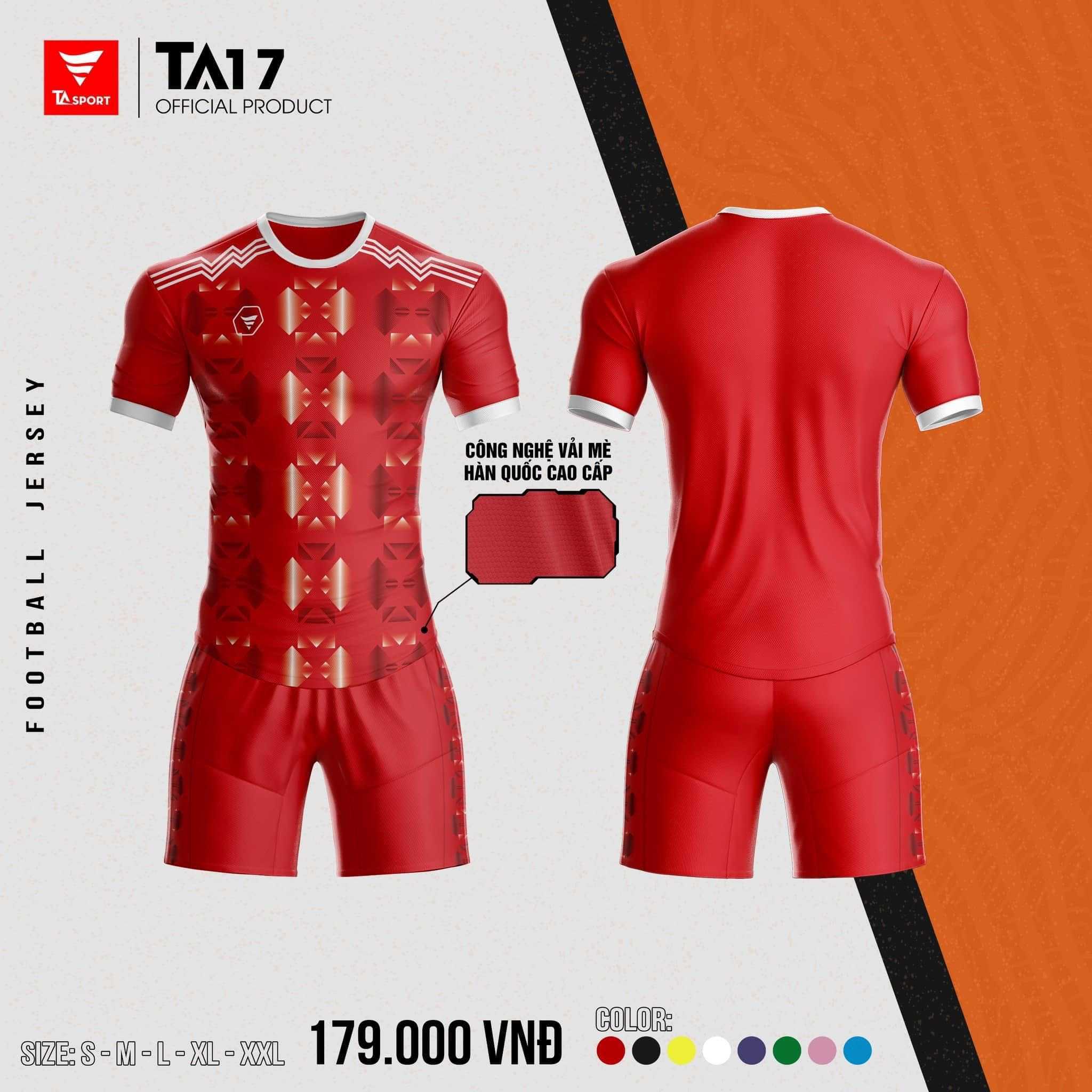 Bộ quần áo thể thao bóng đá chính hãng TA Sport TA17 Official vải mè hàn quốc nhiều màu trắng