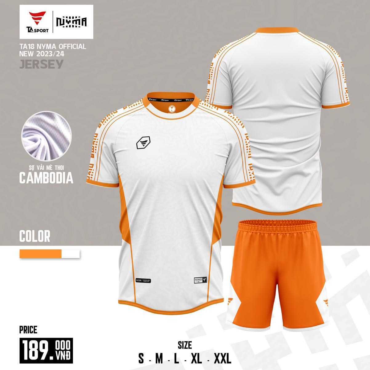Bộ quần áo thể thao bóng đá chính hãng TA Sport TA18 NYMA Official vải mè thoi trắng