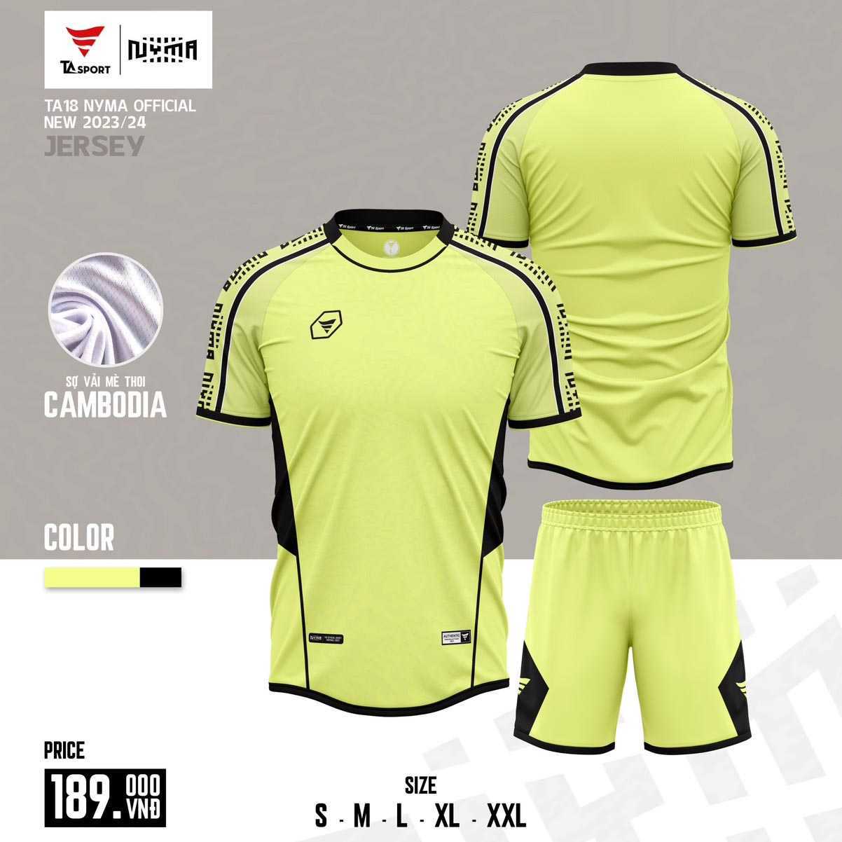 Bộ quần áo thể thao bóng đá chính hãng TA Sport TA18 NYMA Official vải mè thoi xanh lá nhạt