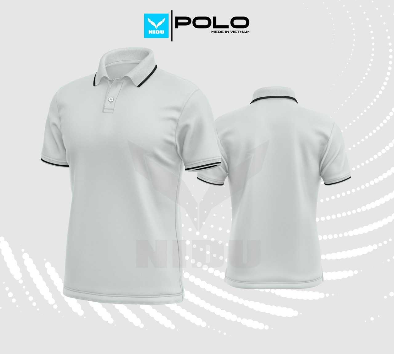 Bộ sưu tập áo polo có cổ polycot chính hãng Nidu Việt Nam nhiều màu phù hợp đồng phục công ty trắng 8