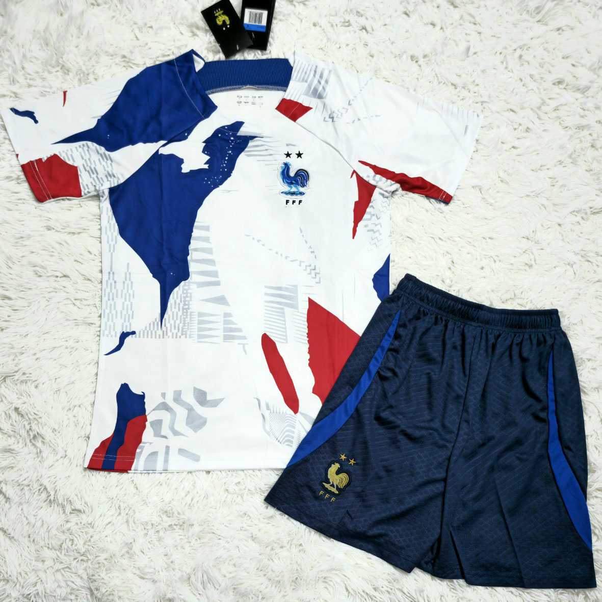 Bộ quần áo đội tuyển Pháp mẫu tập trước trận đấu nhiều màu xanh đỏ trắng france world training jersey cup 2022 2023 1